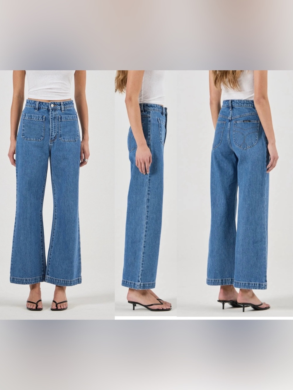 Rolla’s Sailor High Rise Wide Leg Jeans Women’s Sz 29 Blue Patch Pocket Spade